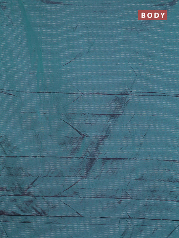 Arani semi silk saree dual shade of teal green with allover silver zari weaves in borderless style