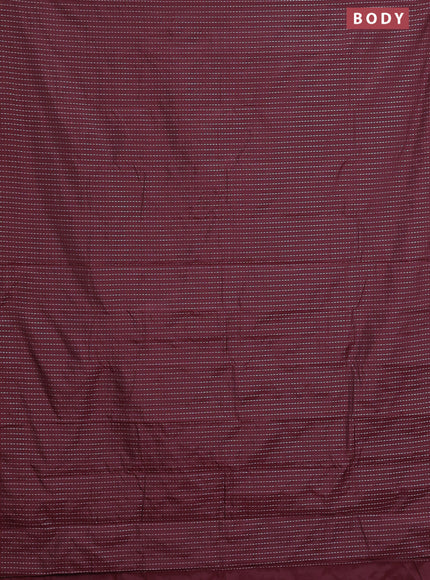 Arani semi silk saree deep maroon with allover silver zari weaves in borderless style