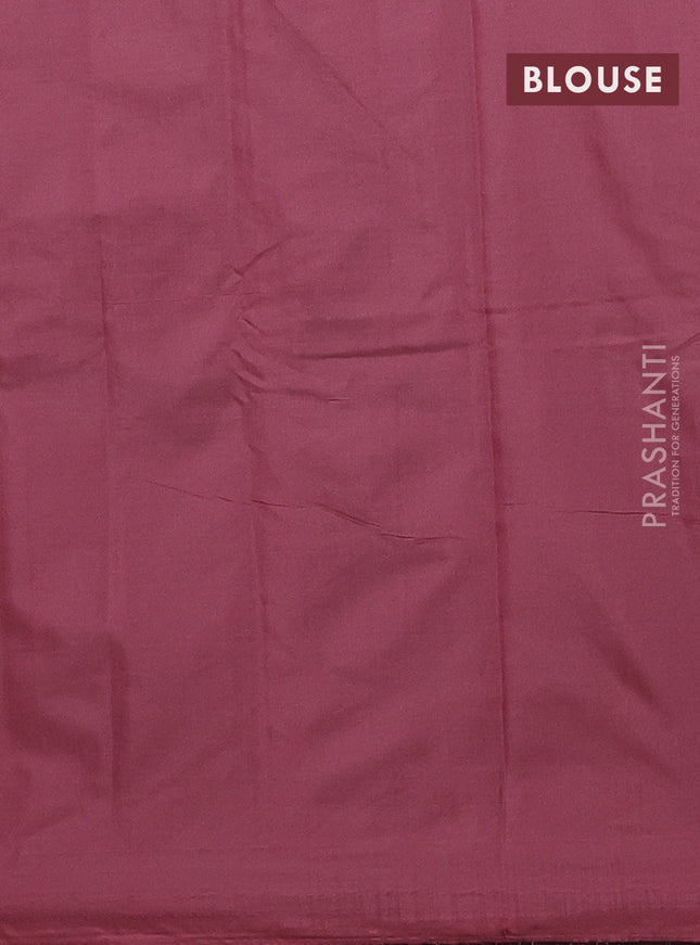 Arani semi silk saree deep maroon with allover silver zari weaves in borderless style