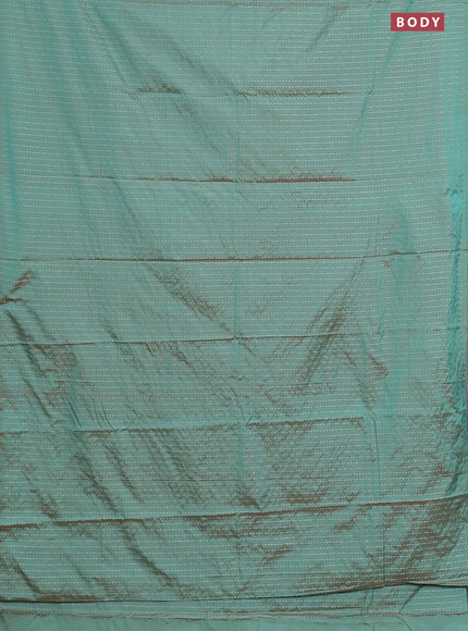 Arani semi silk saree dual shade of green with allover silver zari weaves in borderless style