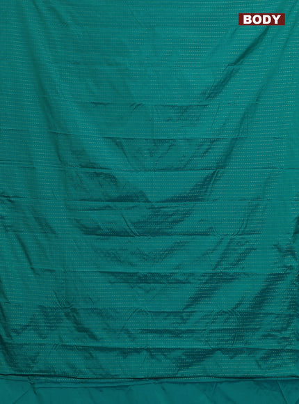 Arani semi silk saree teal blue shade with allover zari weaves in borderless style