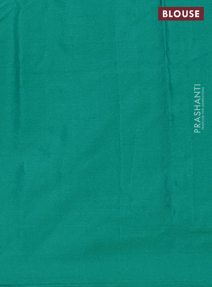 Arani semi silk saree teal blue shade with allover zari weaves in borderless style