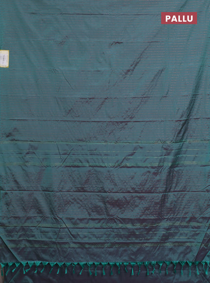 Arani semi silk saree dual shade of teal green with allover copper zari weaves in borderless style