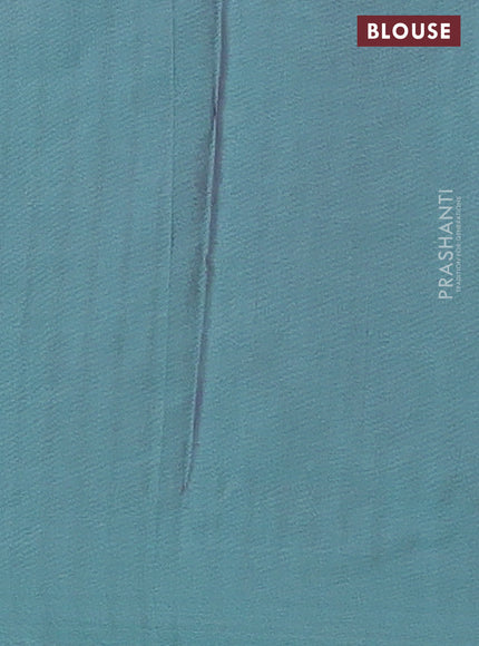 Arani semi silk saree dual shade of teal green with allover copper zari weaves in borderless style