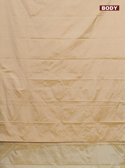 Arani semi silk saree pale yellow with allover copper zari weaves in borderless style
