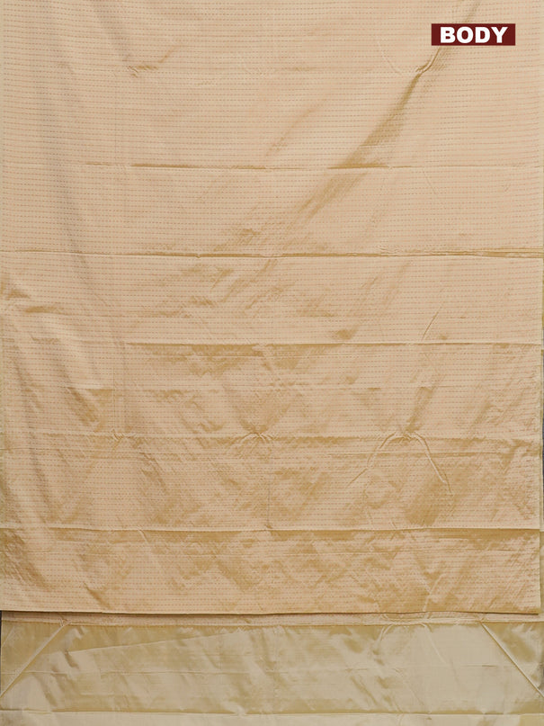 Arani semi silk saree pale yellow with allover copper zari weaves in borderless style