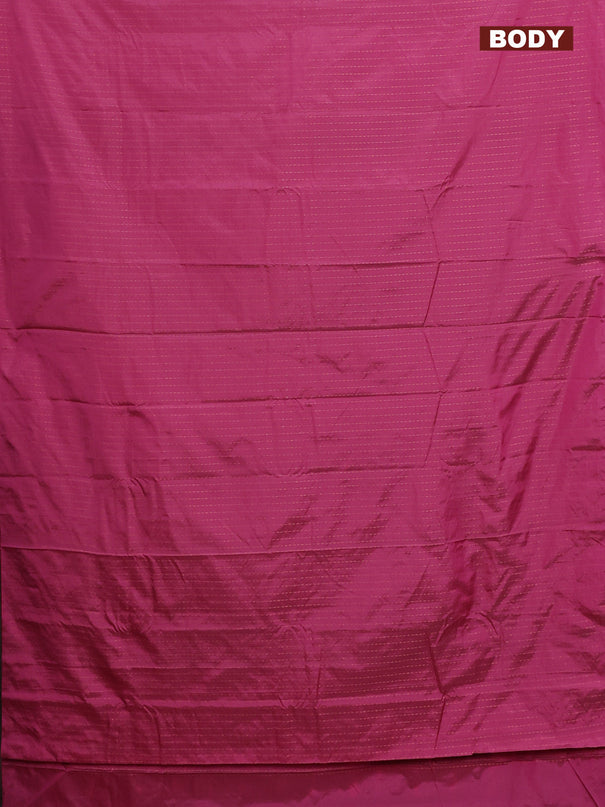 Arani semi silk saree pink with allover copper zari weaves in borderless style