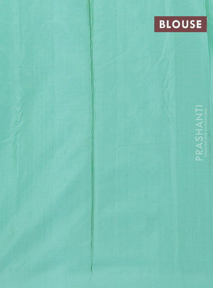 Arani semi silk saree teal green with allover zari weaves in borderless style