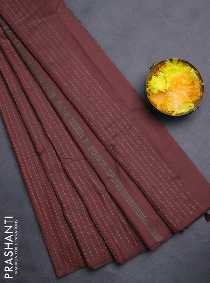 Arani semi silk saree deep maroon with allover zari weaves in borderless style