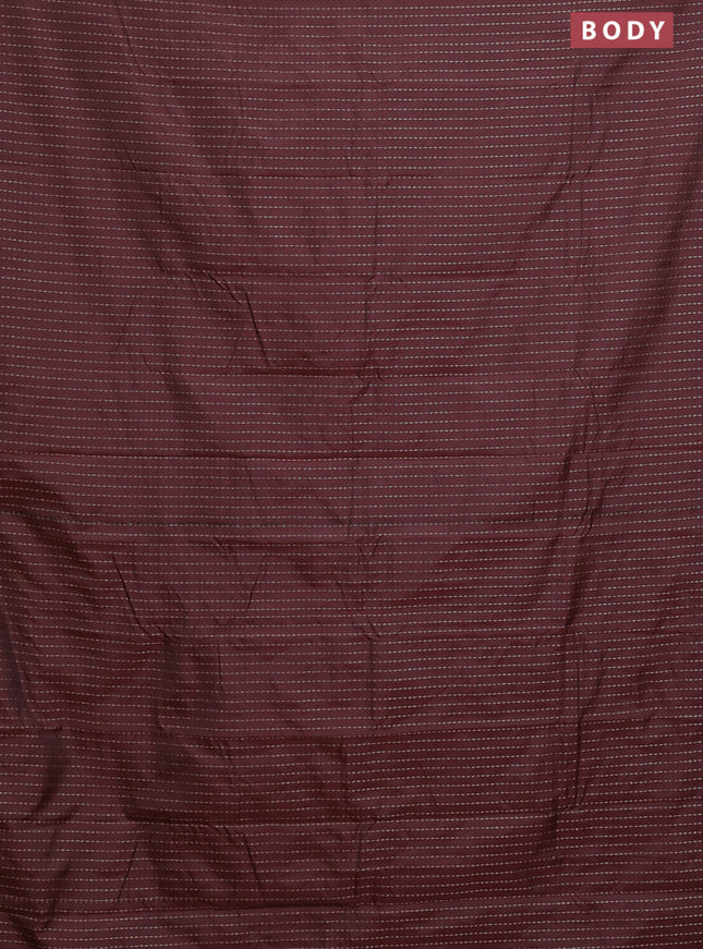 Arani semi silk saree deep maroon with allover zari weaves in borderless style