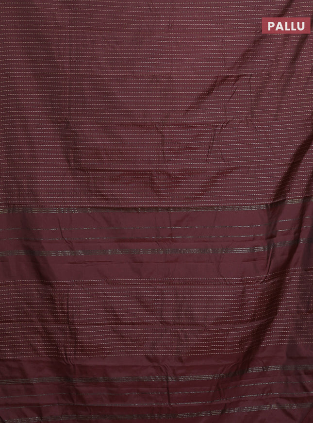 Arani semi silk saree deep maroon with allover zari weaves in borderless style