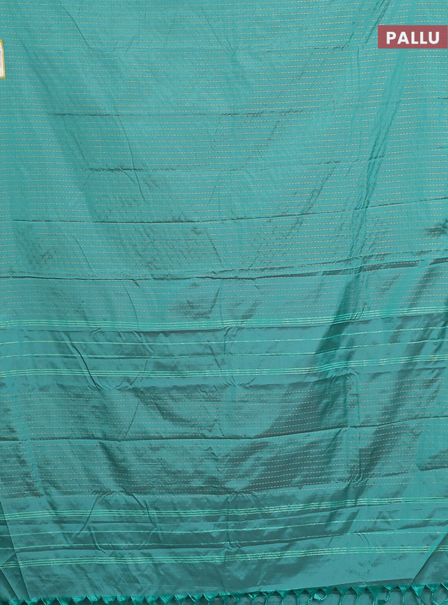 Arani semi silk saree green with allover zari weaves in borderless style