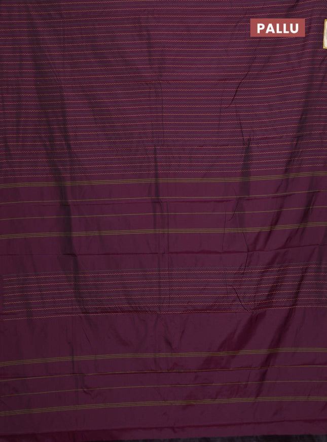 Arani semi silk saree wine shade with allover thread weaves in borderless style