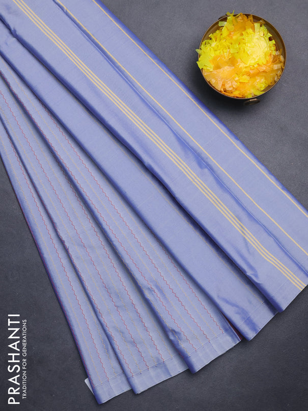 Arani semi silk saree pastel blue with allover thread weaves in borderless style