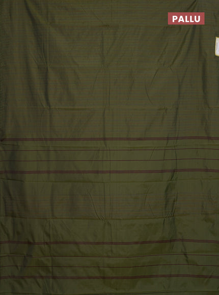 Arani semi silk saree sap green with allover thread weaves in borderless style