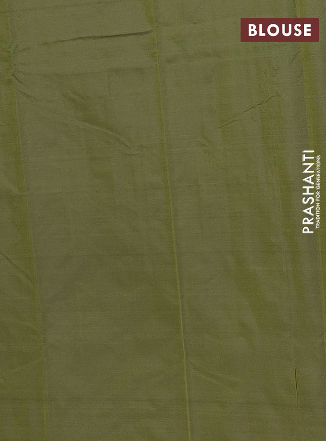 Arani semi silk saree sap green with allover thread weaves in borderless style