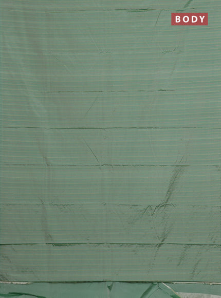 Arani semi silk saree pastel green with allover thread weaves in borderless style