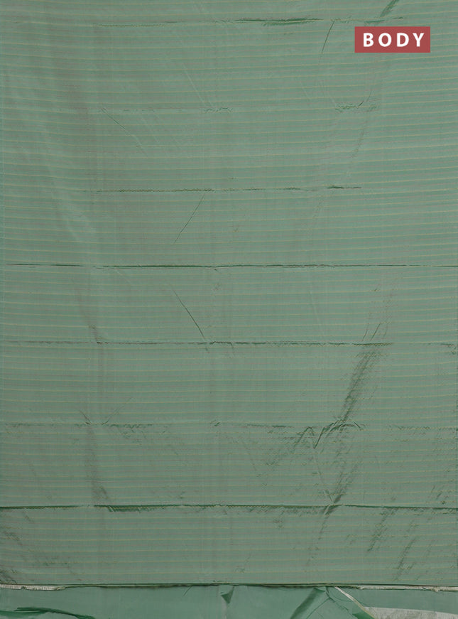 Arani semi silk saree pastel green with allover thread weaves in borderless style