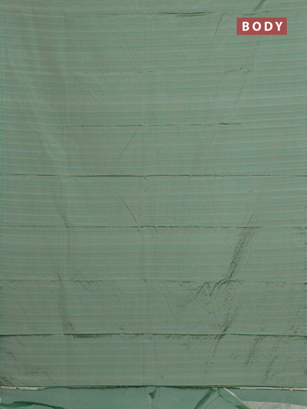 Arani semi silk saree pastel green with allover thread weaves in borderless style