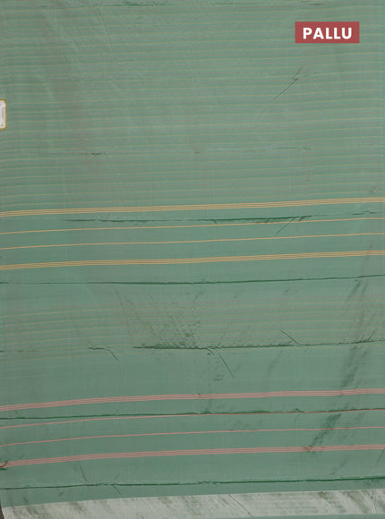 Arani semi silk saree pastel green with allover thread weaves in borderless style