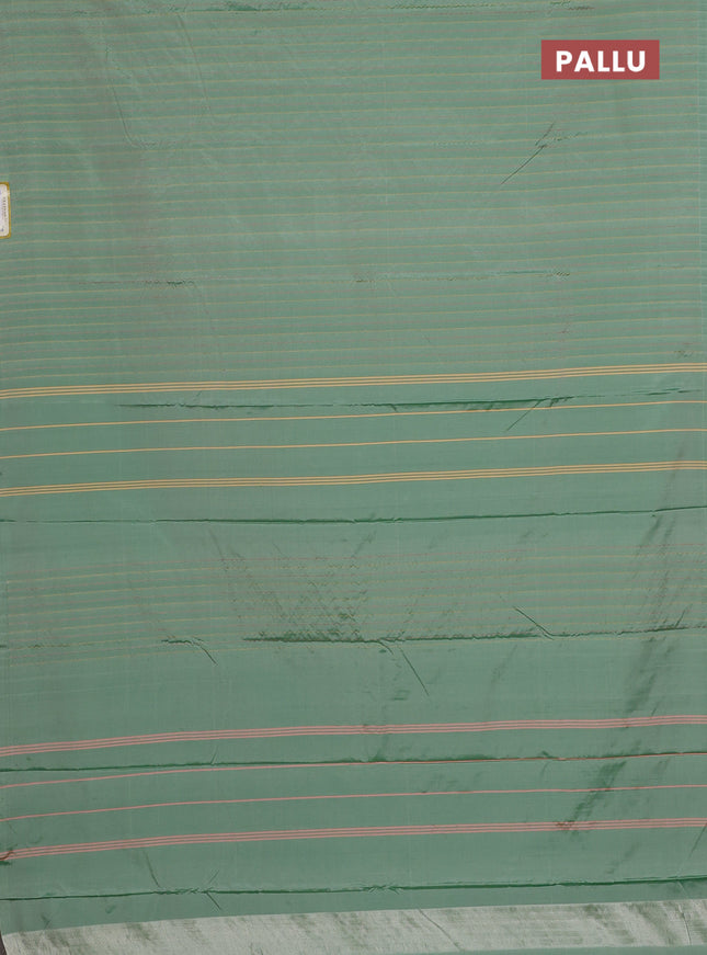 Arani semi silk saree pastel green with allover thread weaves in borderless style