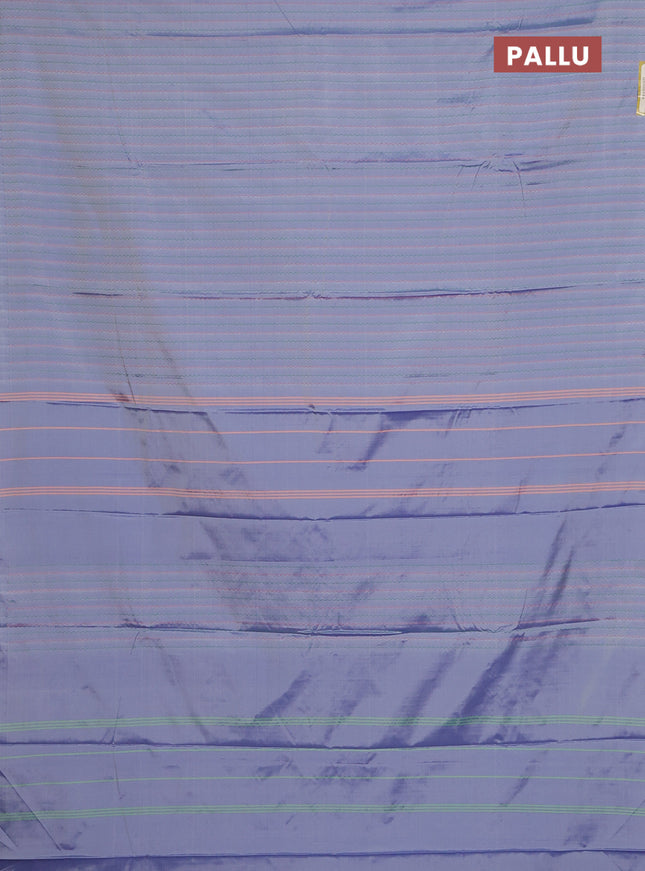 Arani semi silk saree blue shade with allover thread weaves in borderless style