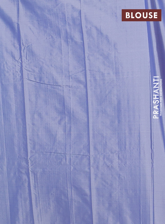 Arani semi silk saree blue shade with allover thread weaves in borderless style