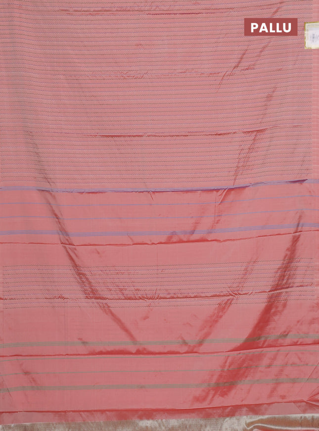 Arani semi silk saree red shade with allover thread weaves in borderless style