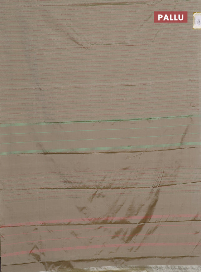 Arani semi silk saree elaichi green with allover thread weaves in borderless style