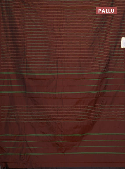 Arani semi silk saree brown with allover thread weaves in borderless style