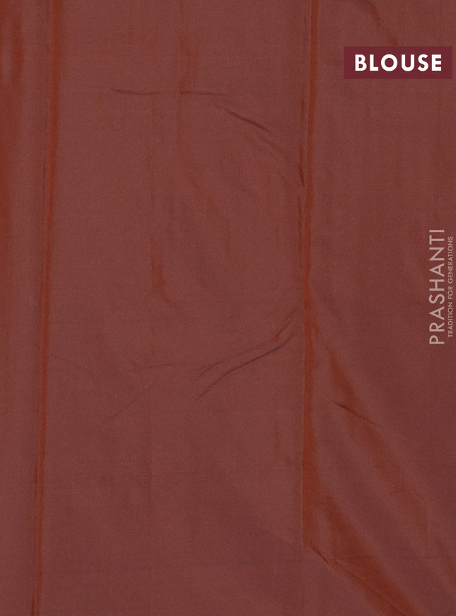 Arani semi silk saree brown with allover thread weaves in borderless style