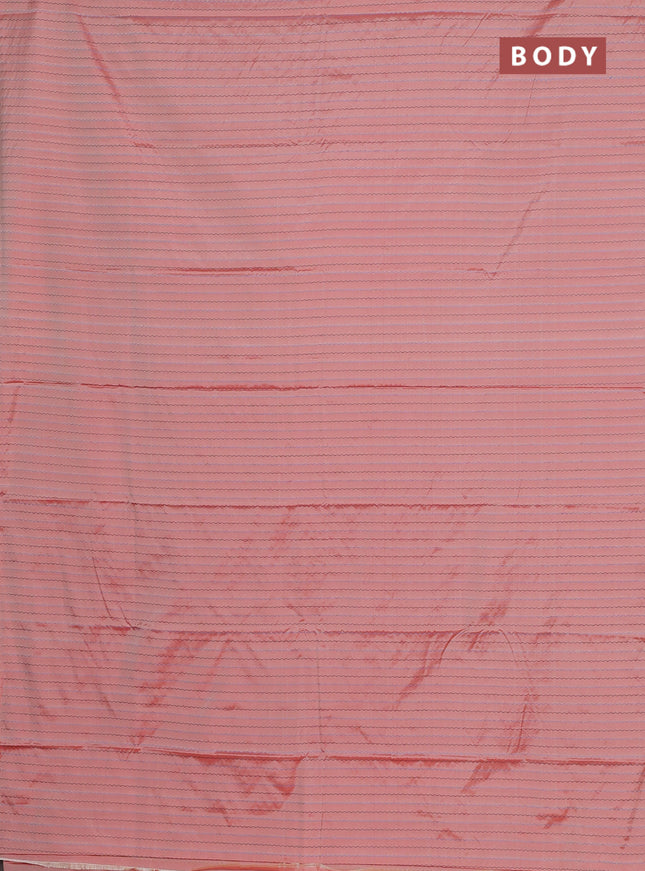 Arani semi silk saree peach shade with allover thread weaves in borderless style