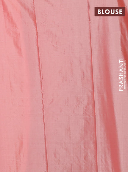 Arani semi silk saree peach shade with allover thread weaves in borderless style