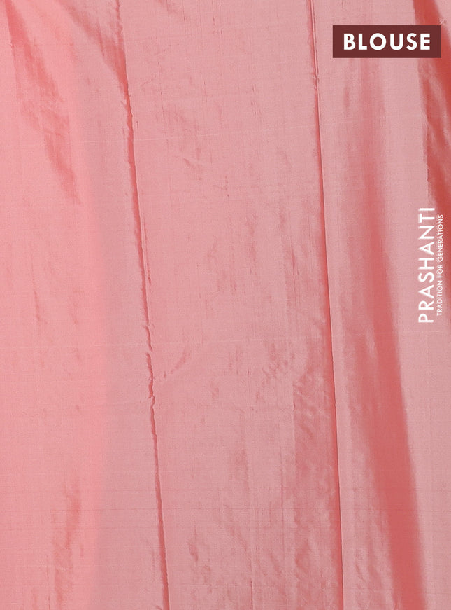 Arani semi silk saree peach shade with allover thread weaves in borderless style