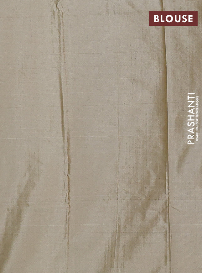 Arani semi silk saree dark beige with allover thread weaves in borderless style