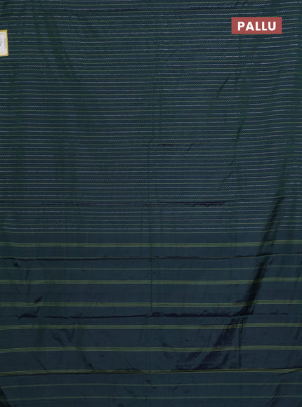 Arani semi silk saree dark green with allover thread & zari weaves in borderless style