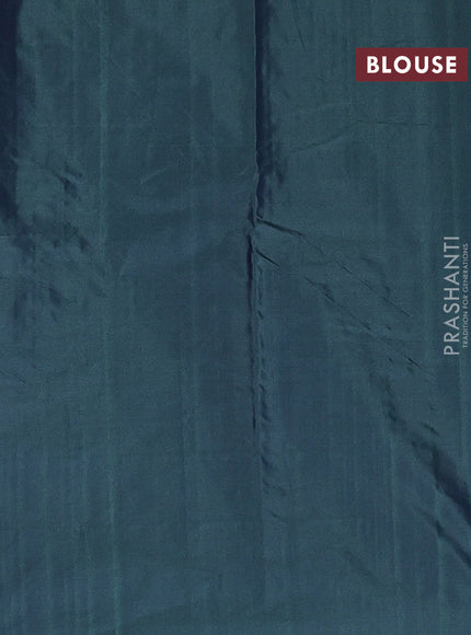 Arani semi silk saree dark green with allover thread & zari weaves in borderless style