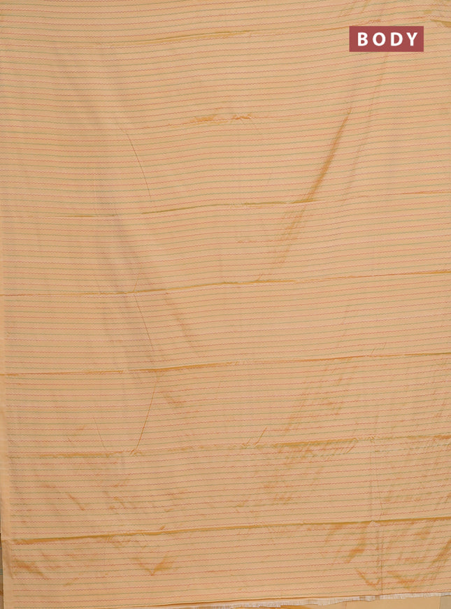 Arani semi silk saree yellow shade with allover thread weaves in borderless style