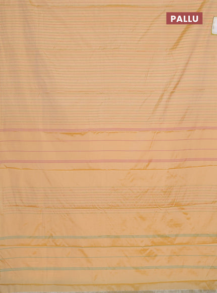 Arani semi silk saree yellow shade with allover thread weaves in borderless style