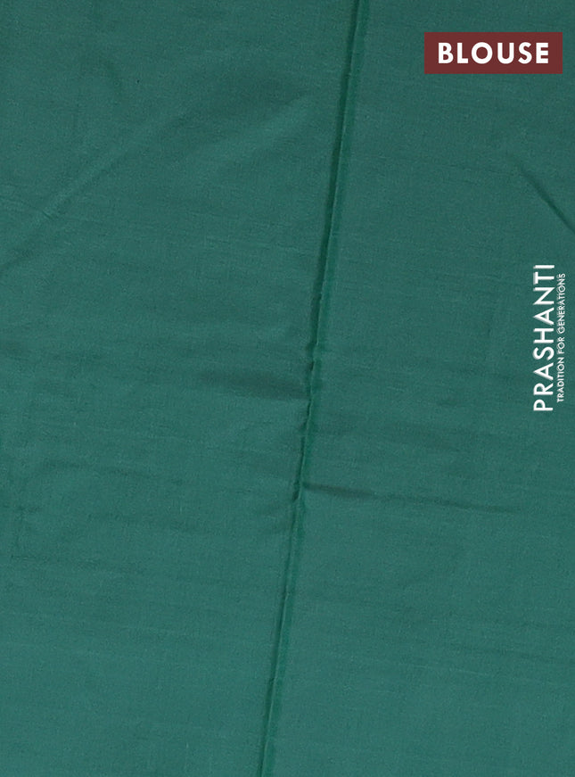 Arani semi silk saree green with allover thread weaves in borderless style
