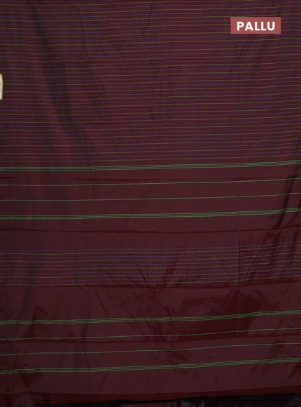 Arani semi silk saree deep maroon with allover thread weaves in borderless style