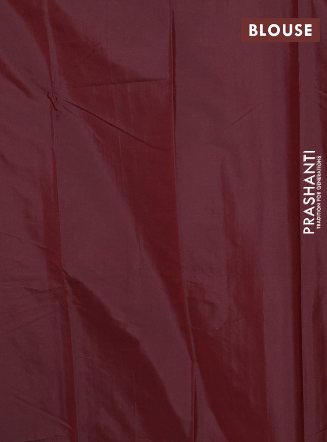 Arani semi silk saree deep maroon with allover thread weaves in borderless style