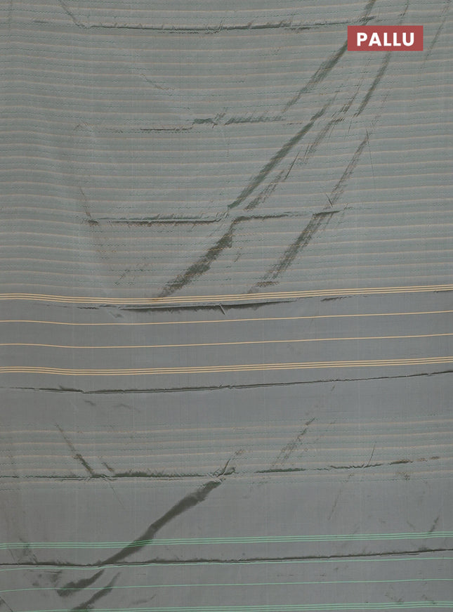 Arani semi silk saree grey shade with allover thread weaves in borderless style