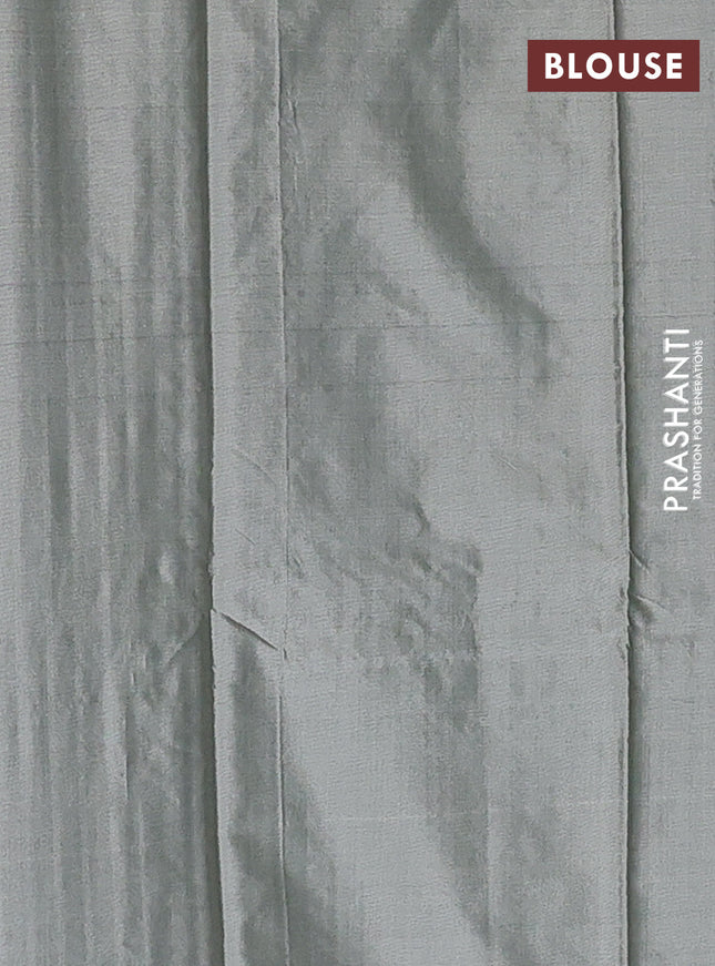 Arani semi silk saree grey shade with allover thread weaves in borderless style