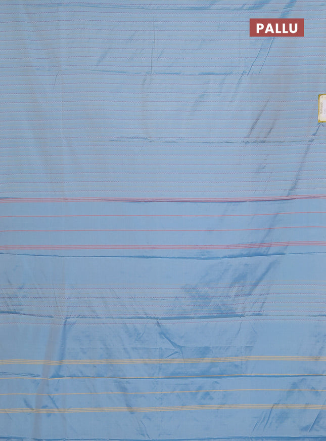 Arani semi silk saree pastel blue with allover thread weaves in borderless style