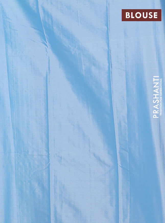 Arani semi silk saree pastel blue with allover thread weaves in borderless style