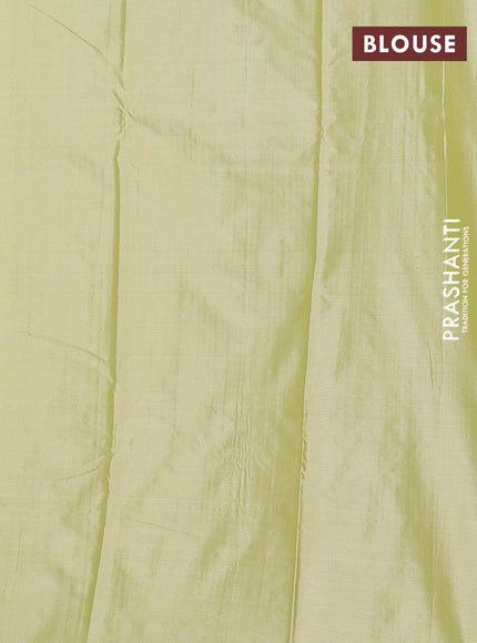 Arani semi silk saree pista green with allover thread weaves in borderless style