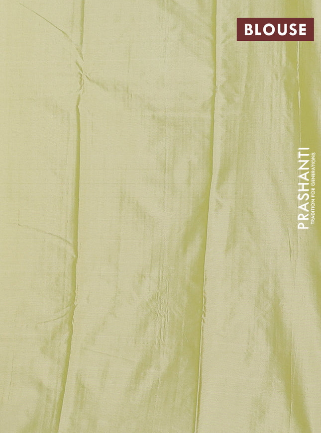 Arani semi silk saree pista green with allover thread weaves in borderless style
