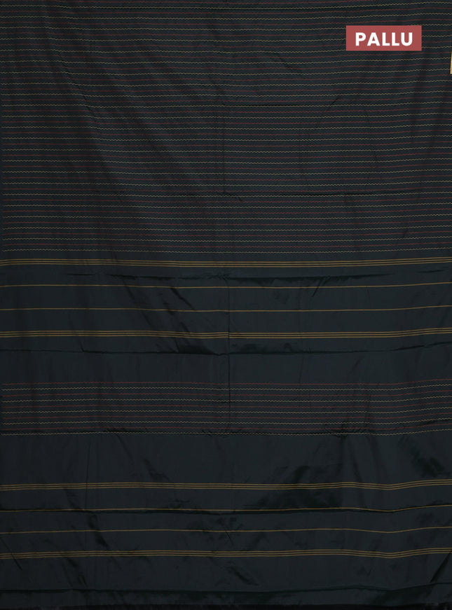 Arani semi silk saree bottle green with allover thread weaves in borderless style