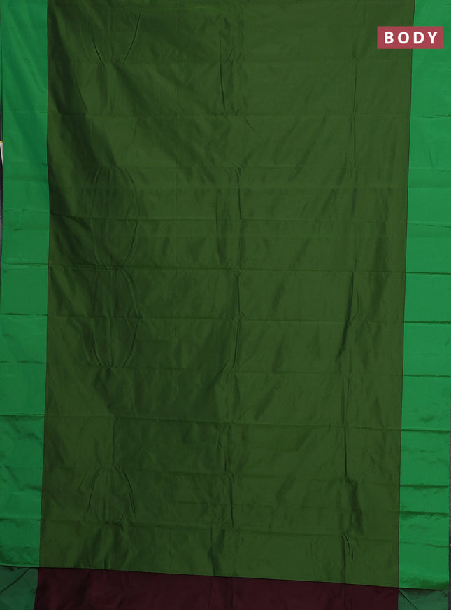 Arani semi silk saree green with zari woven buttas and paisley zari woven butta border